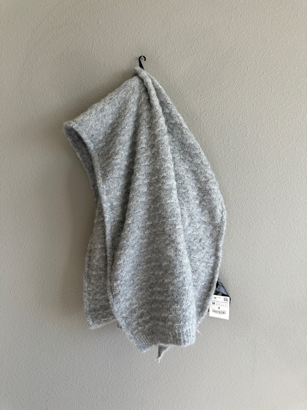 NWT Zara Cozy Light Gray Oversized Knit Scarf